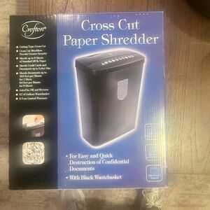 Croton Cross Cut Paper Shredder with Black Wastebasket